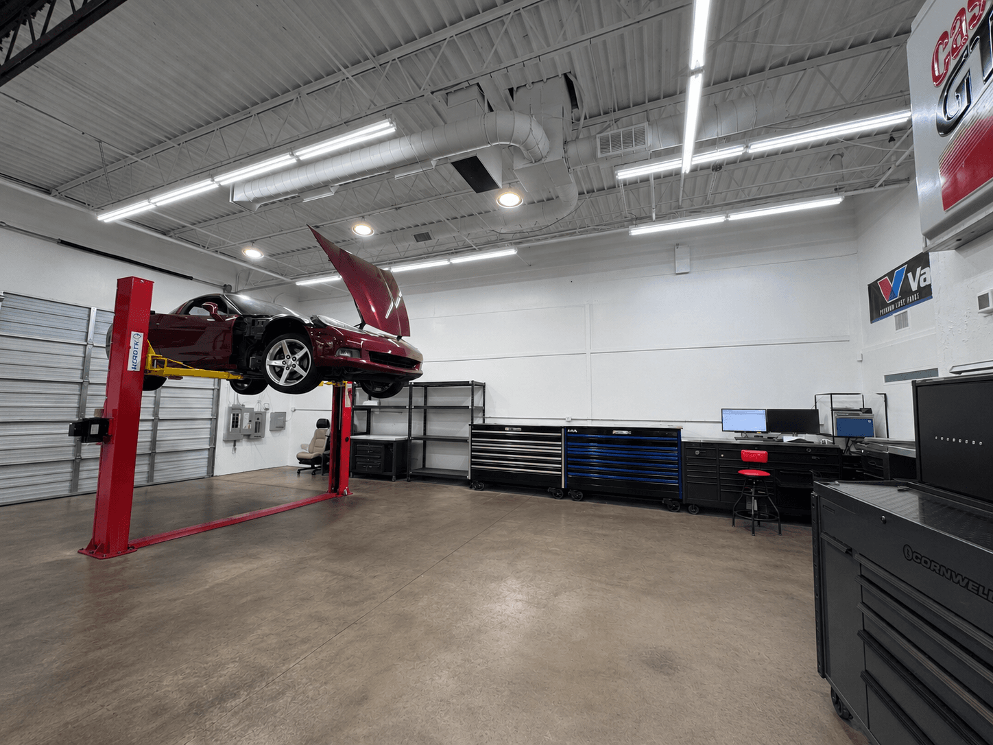 Service workstation inside Corvette Warehouse Service Center